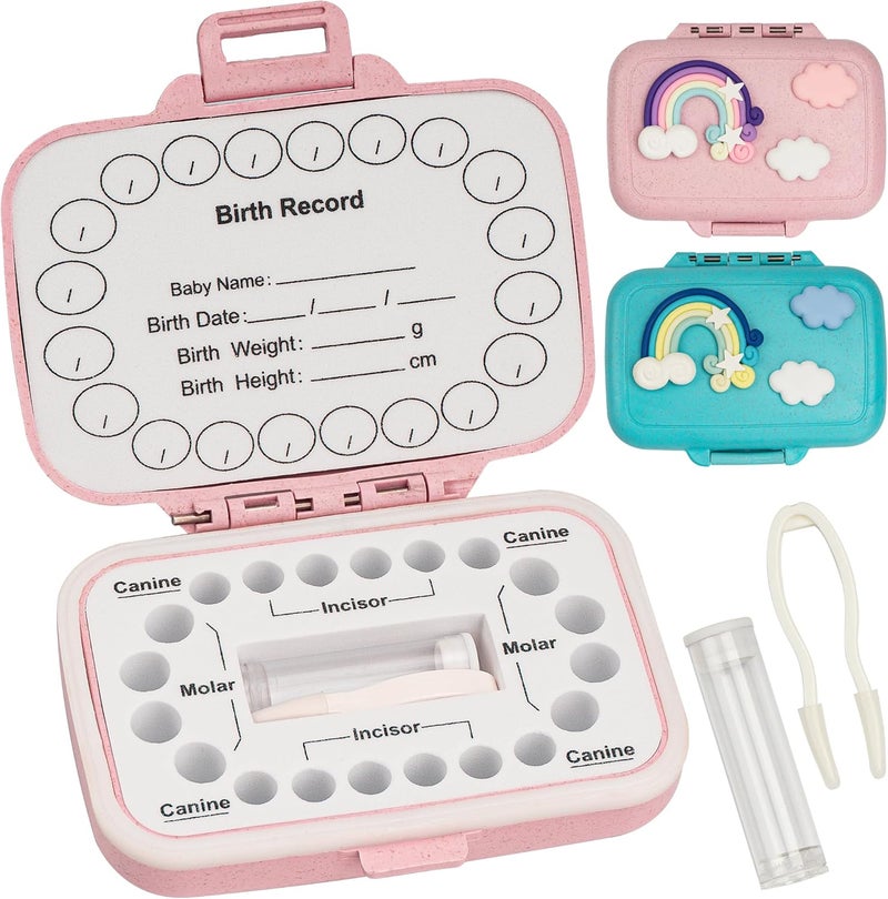 iweener Tooth Saver Tooth Container for,Baby Teeth Keepsake Box,Tooth Holders for Kids Keepsake,Tooth Saver Tooth Container for,preservingchildren's tooth childhood memories (Straw pink - Image 1